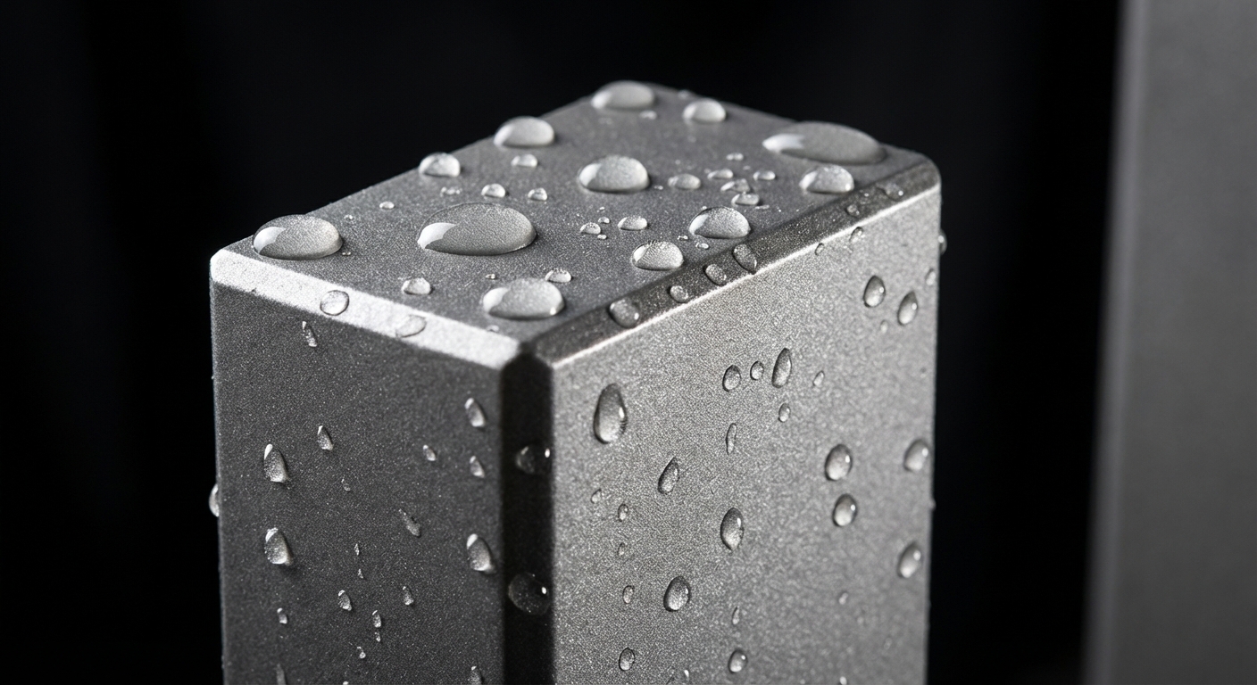 Aluminium-Zaun Pflege — Wasserperlen auf Oberfläche